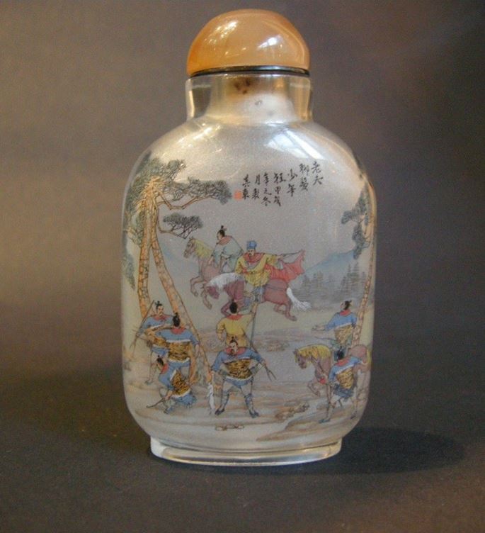Snuff bottle glass Inside painting with hunting scene | MasterArt